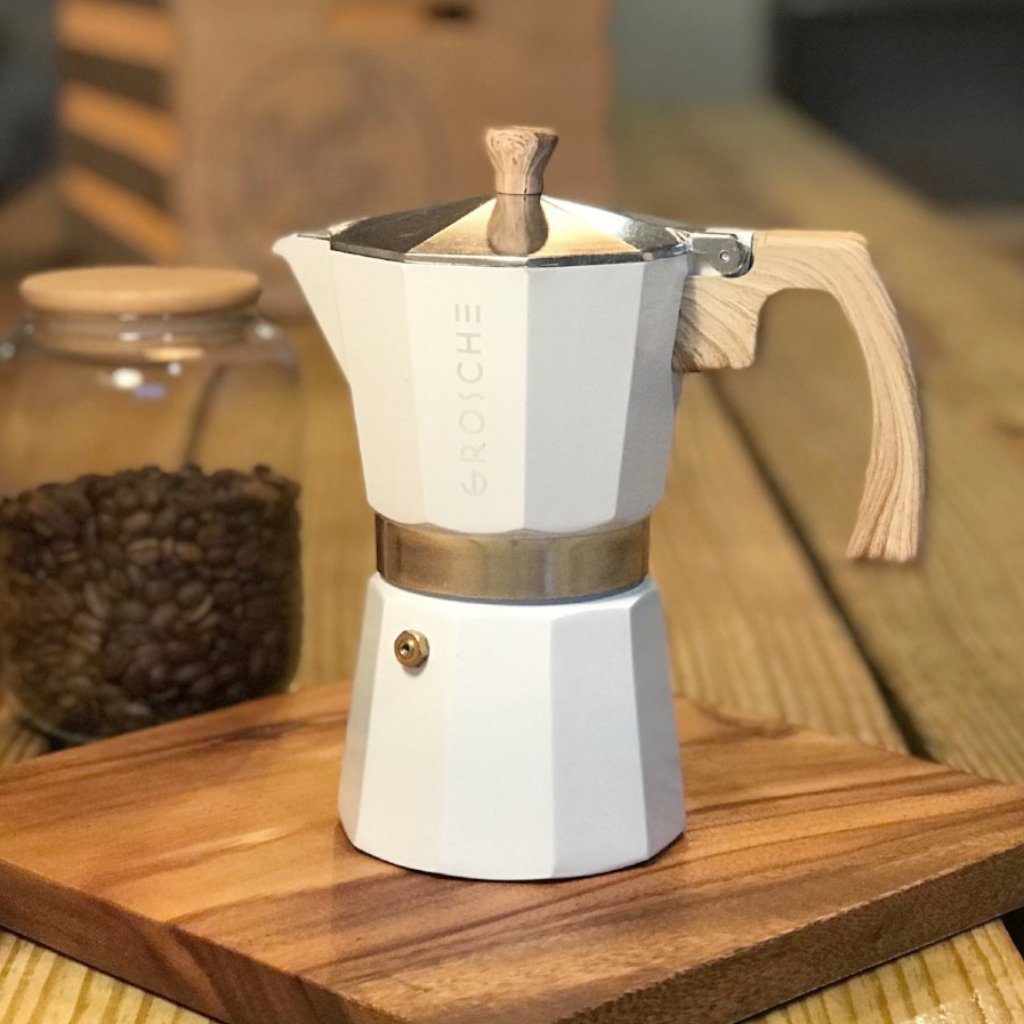 Grosche Milano Stovetop Espresso 9-Cup Moka Pot Coffee Maker, White