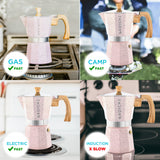 Grosche Pink MILANO STONE Stovetop Espresso Maker