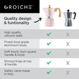 Grosche Pink MILANO STONE Stovetop Espresso Maker