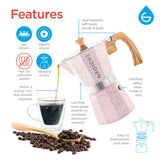Grosche Pink MILANO STONE Stovetop Espresso Maker