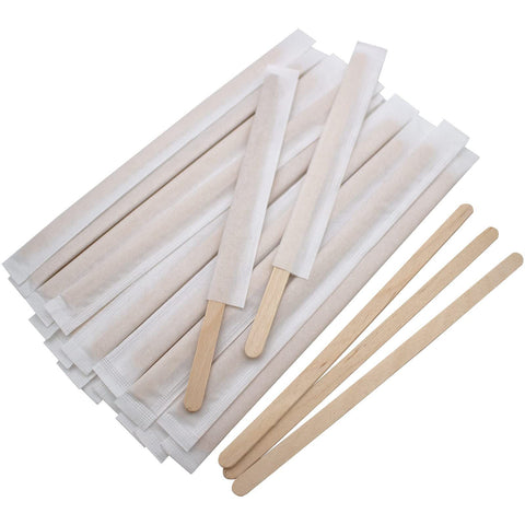 5.5” Premium Wood Coffee Stirrers (Paper Wrapped)