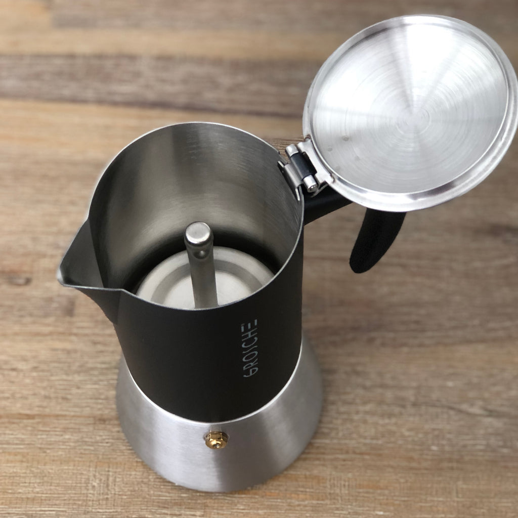 Grosche Milano Steel 6 Espresso Cup Stainless Steel Stovetop Espresso Maker Moka Pot