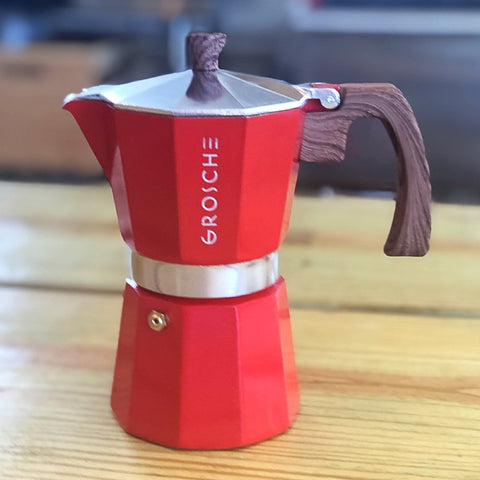 GROSCHE Red Milano Stovetop Espresso Maker, 6 cup