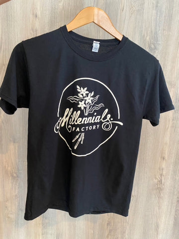 Millennials Factory Round Logo Black T-shirt